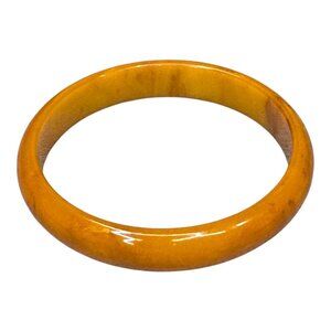 Vintage Marbled Bakelite Bangle Bracelet Size 8" Orange Yellow Boho Chic Retro